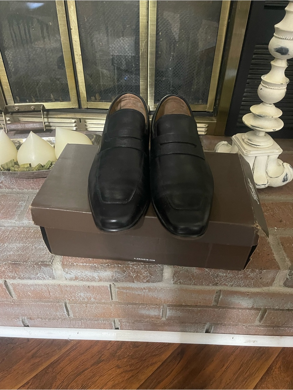Florsheim Black Leather Slip-On Loafers